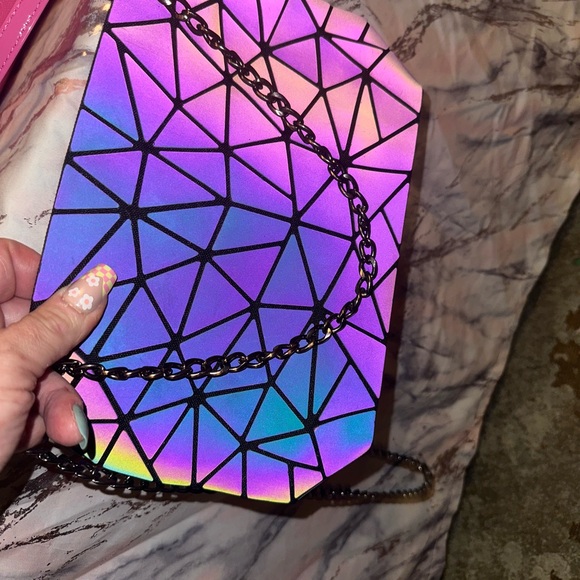 Geometric Iridescent Backpack and Pouch Set - Picture 4 of 6